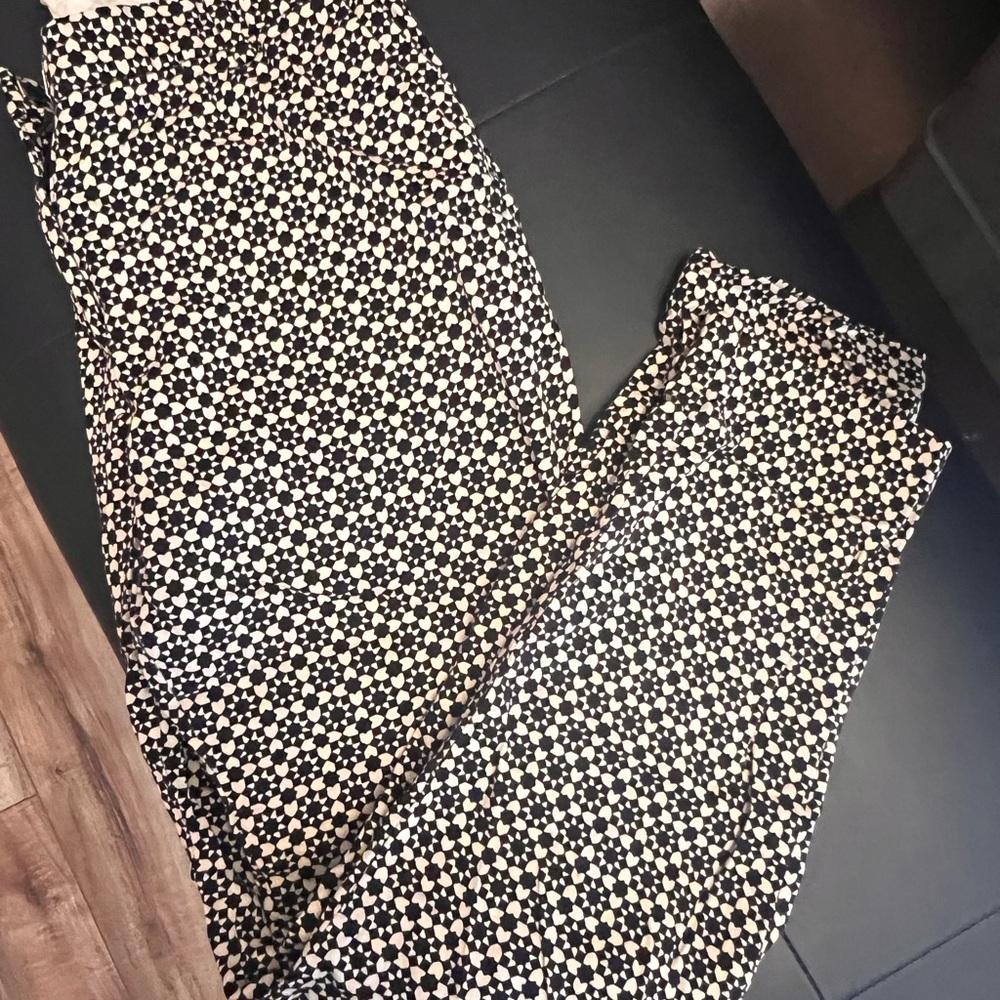H&M Black and White Patterned Straight Leg Pants